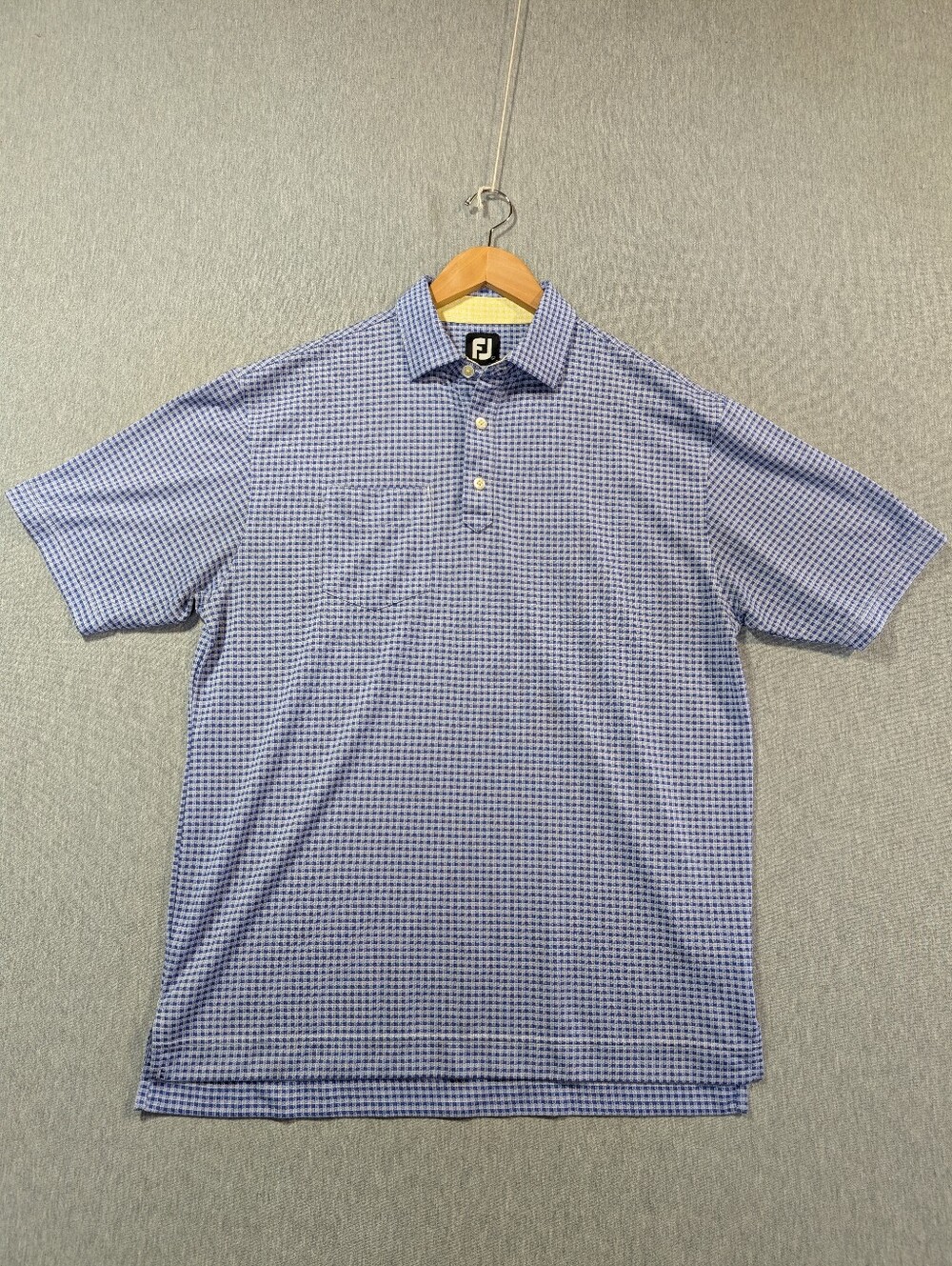 FootJoy Polo Golf Shirt Men's Large Blue Check